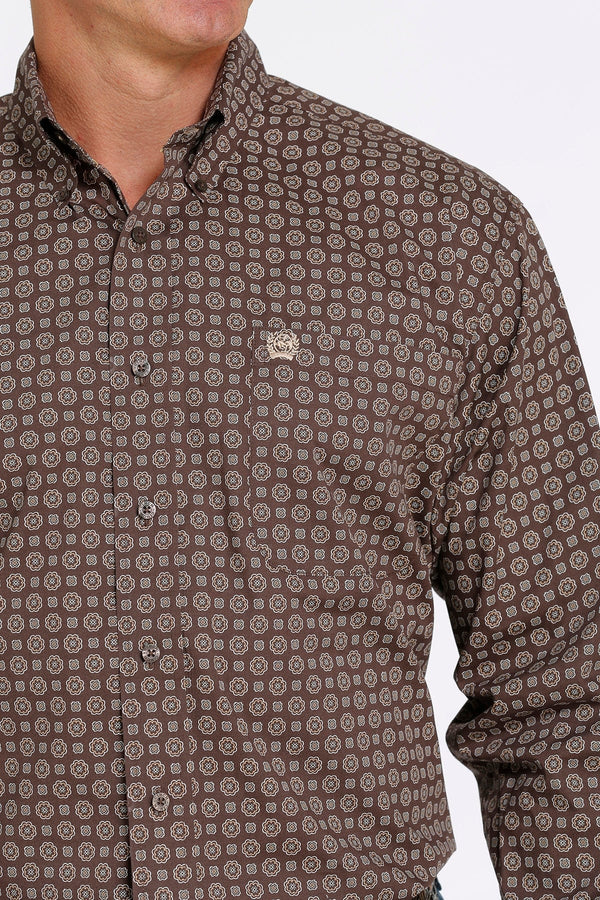 Cinch Mens Long Sleeve Print Brown, XL - MTW1105610