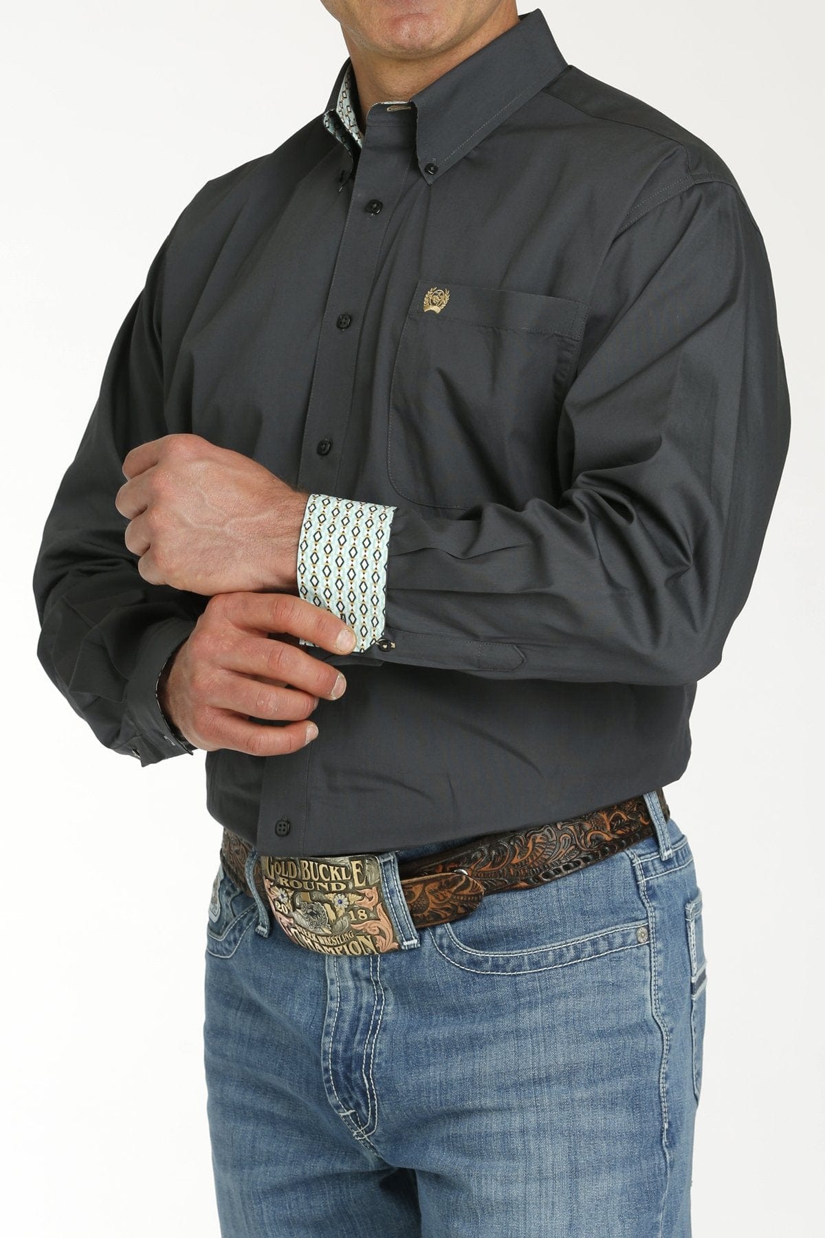 Cinch Men s Charcoal Solid Long Sleeve Button Down Shirt MTW1105747 Russell s Western Wear Inc