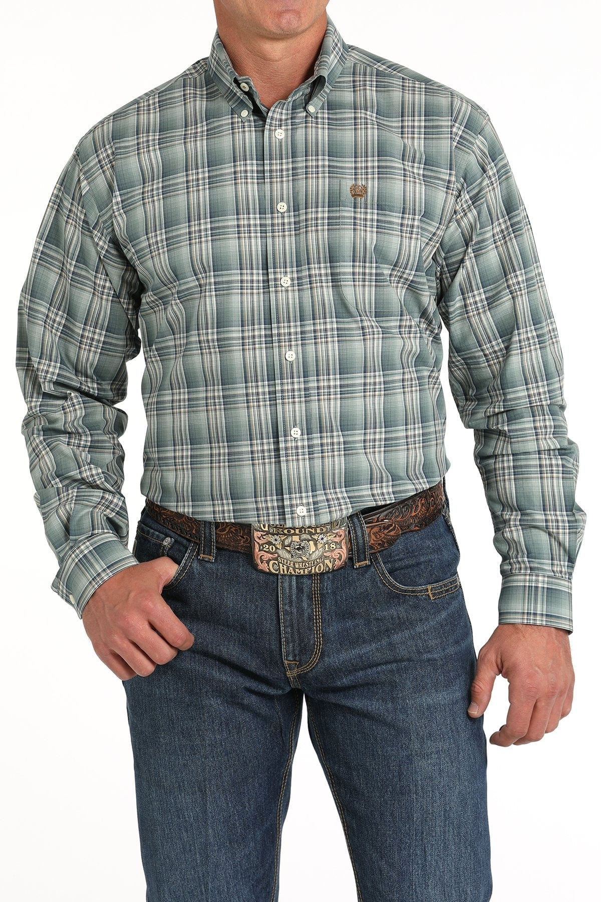 Green plaid shirt mens online