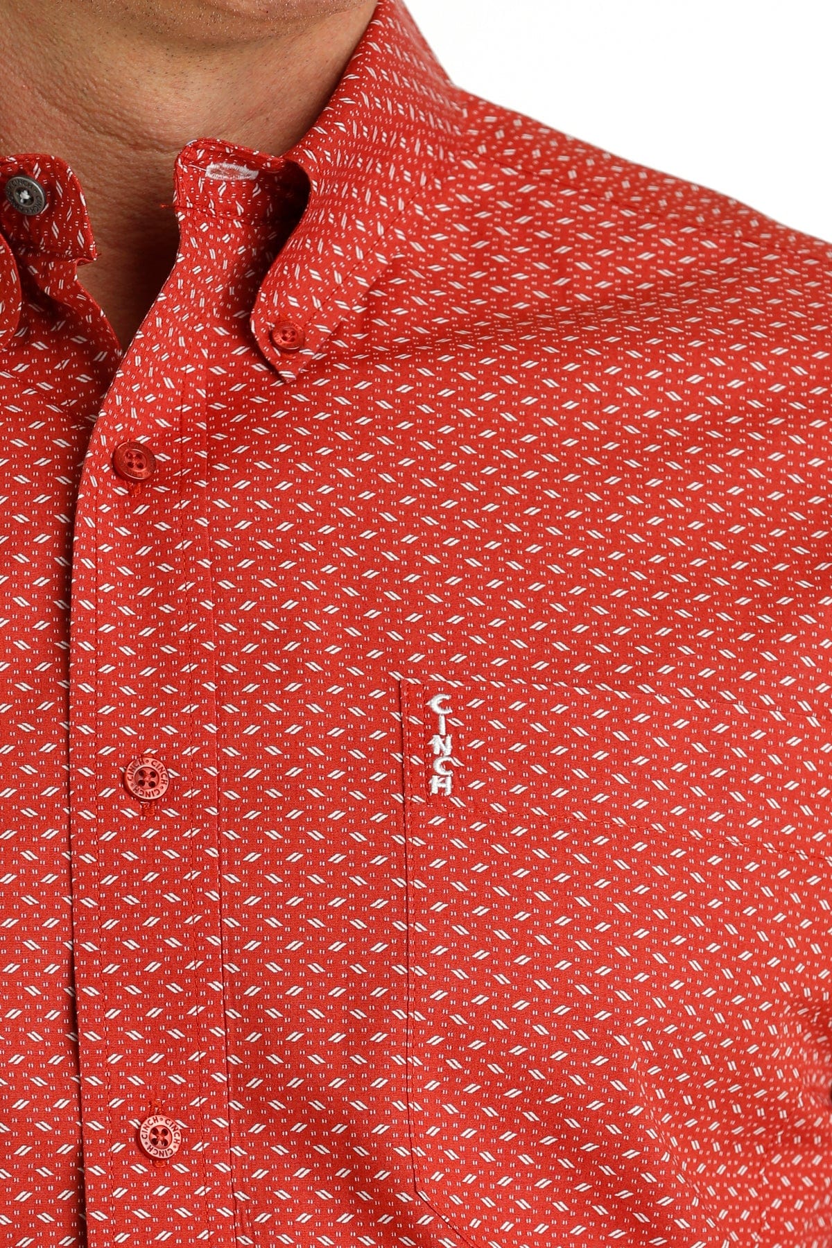 Cinch Men's Red Print Long Sleeve Button Down Western Shirt MTW1347086