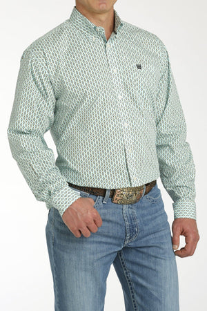 Cinch Shirts Cinch Men's Turquoise Geometric Print Long Sleeve Button Down Western Shirt MTW1105754