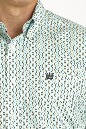 Cinch Shirts Cinch Men's Turquoise Geometric Print Long Sleeve Button Down Western Shirt MTW1105754