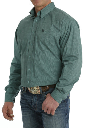 Cinch Shirts Cinch Men's Turquoise/Green Geometric Print Long Sleeve Button Down Western Shirt MTW1105706