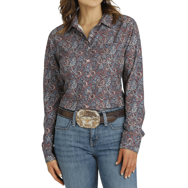 Cinch Shirts Cinch Women's Paisley Arenaflex Long Sleeve Button Down Western Shirt MSW9163024