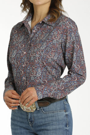 Cinch Shirts Cinch Women's Paisley Arenaflex Long Sleeve Button Down Western Shirt MSW9163024