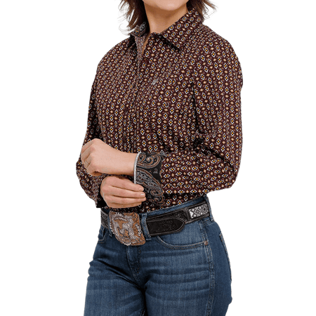 Cinch Women's Multi Printed Long Sleeve Button Down Western Shirt MSW9164207