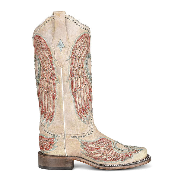 Corral Women s Bone Heart Wings Bone Square Toe Western Boots A4314 Russell s Western Wear Inc