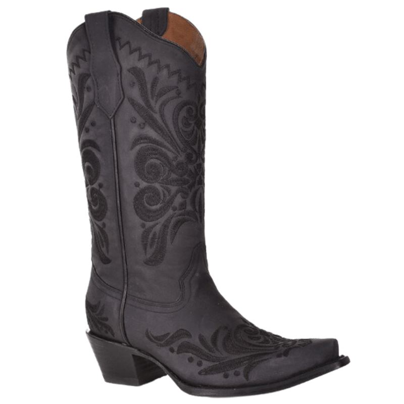 Circle G Women's Black Filigree Embroidery Snip Toe Western Boots 