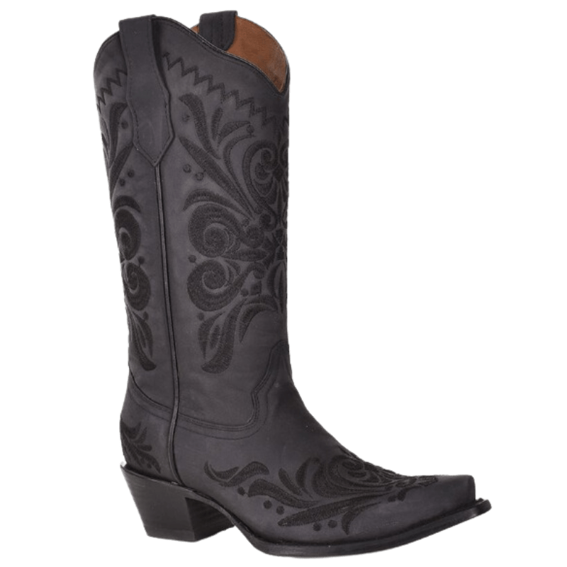 CORRAL BOOTS Boots Circle G Women's Black Filigree Embroidery Snip Toe Western Boots L5433