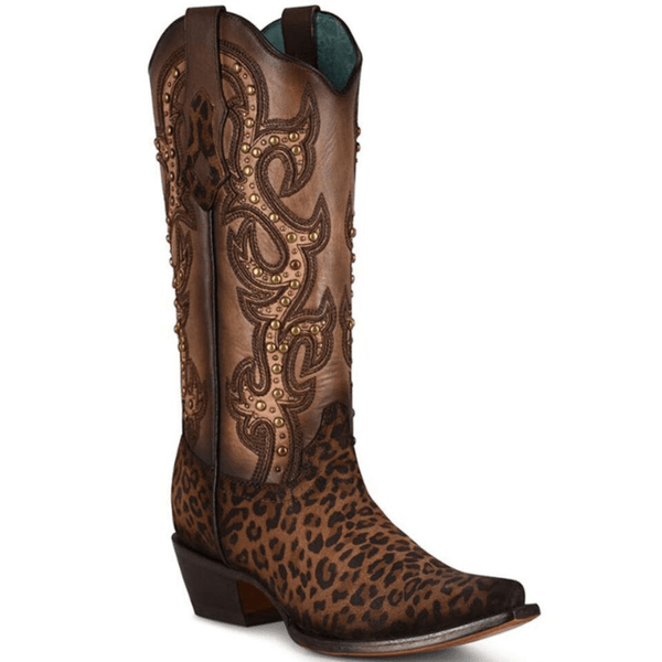 Corral Women's Sand Leopard Print Embellished Western Boots C3777