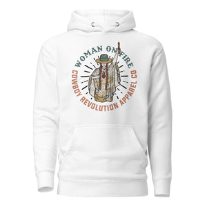 Cowboy Revolution Apparel Co. Outerwear White / S "Woman On Fire" Cowboy Revolution Premium Unisex Hoodie