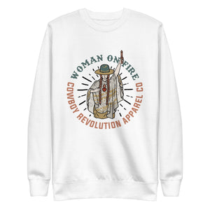 Cowboy Revolution Apparel Co. Outerwear White / S "Woman On Fire" Cowboy Revolution Unisex Premium Sweatshirt