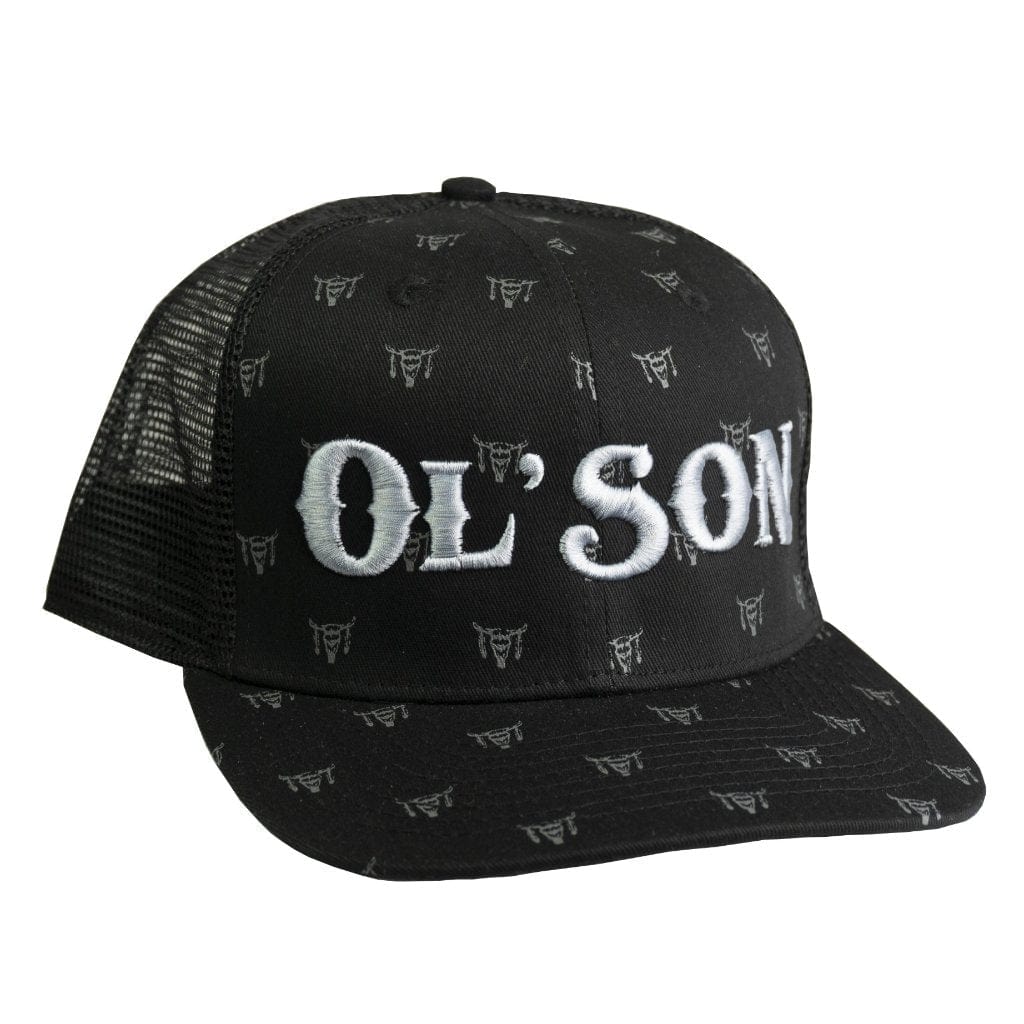 Dale Brisby's Rodeo Time Cap Ol' Son Black Mesh Skull Print Flatbill