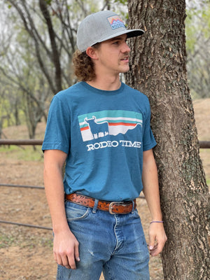 Dale Brisby's Rodeo Time T-Shirt Rodeo Time Sunset Teal & Cream T