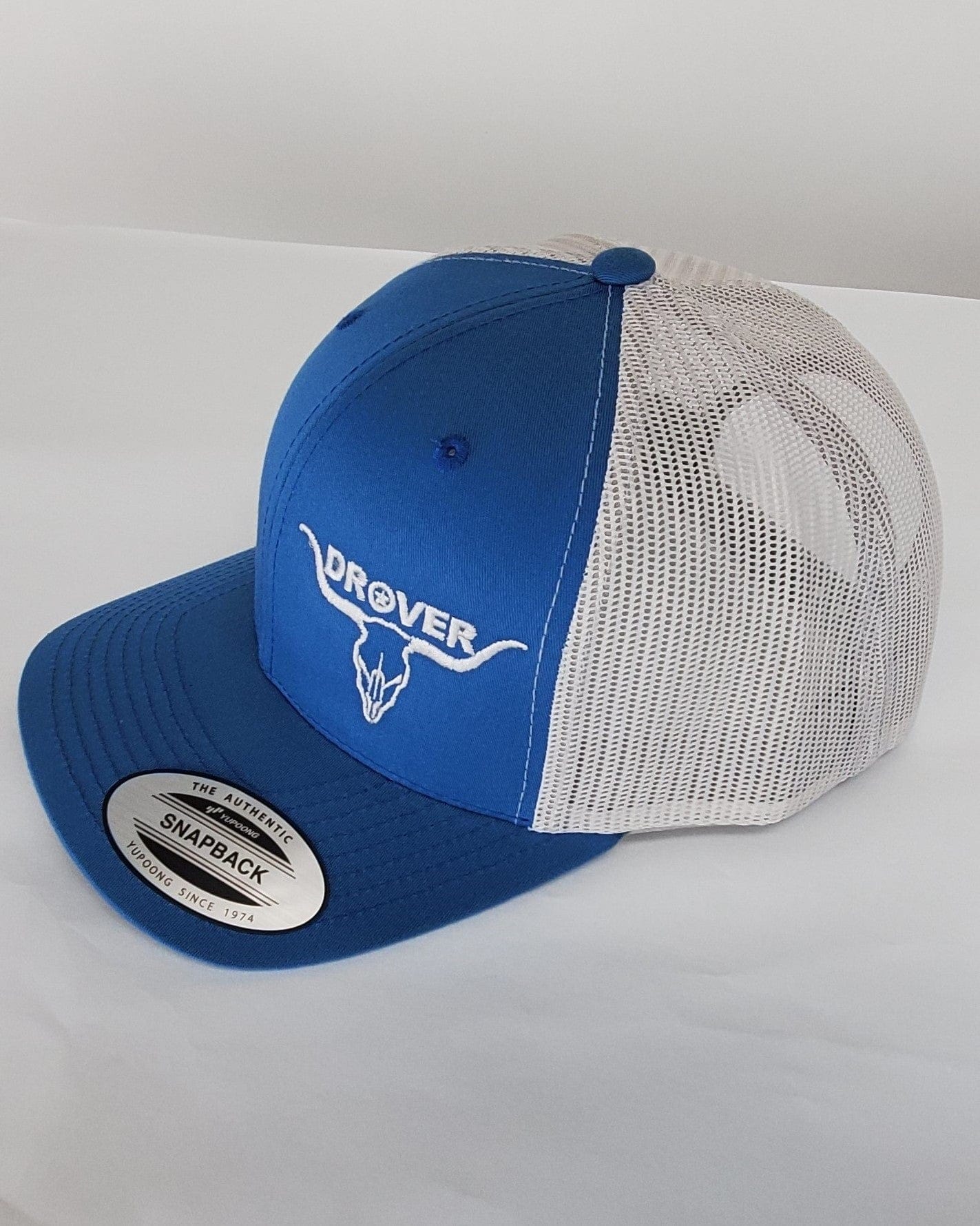 Drover Cowboy Threads Caps Yupoong, Snapback, Trucker Cap, Steel Blue with Silver Mesh