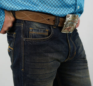 Drover Cowboy Threads Jeans Denim Jeans - Canyon Fit - Relaxed, Mid-Rise, Straight Leg, Boot Cut (Dark Washed & Faded)