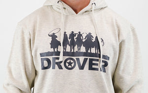 Drover Cowboy Threads Outerwear Hoodie - Riding Cowboys Print, Oatmeal Color