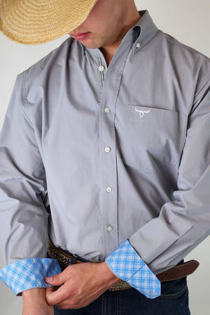 Drover Cowboy Threads Shirts Signature Series - Bandit - Solid Charcoal Gray, Option Cuff, Classic Fit Shirt