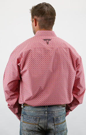 Drover Cowboy Threads Shirts Signature Series - Open Range - Print, Option Cuff, Classic Fit Shirt (Red Diamonds)