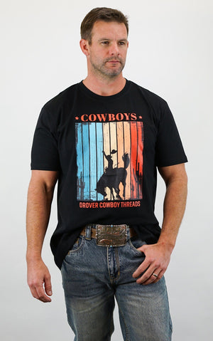 Drover Cowboy Threads Shirts T-Shirt - Bucking Horse - Black