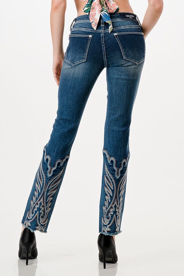 GRACE IN LA Jeans Grace in LA Dark Wash Easy Fit Women's Straight Leg Jeans ET81688