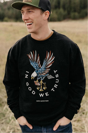 Hope Outfitters Sweatshirts Eagle God We Trust Crewneck Sweatshirt