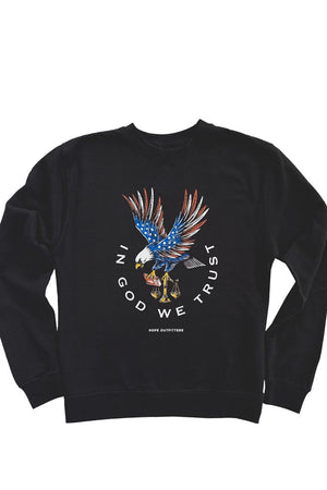 Hope Outfitters Sweatshirts Eagle God We Trust Crewneck Sweatshirt