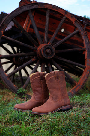 Justin Boots Boots Justin Men's Braswell Brown Round Toe Roper Boots RP3740