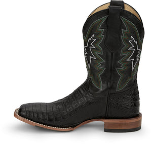 Justin Boots Boots Justin Men's George Strait Haggard Black Caiman Square Toe Exotic Western Boots GR5705