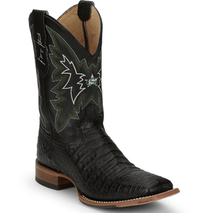 Justin Boots Boots Justin Men's George Strait Haggard Black Caiman Square Toe Exotic Western Boots GR5705