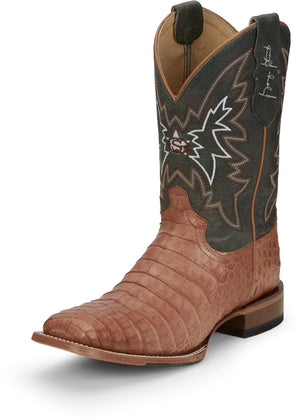 Justin Boots Boots Justin Men's George Strait Haggard Tan Caiman Square Toe Exotic Western Boots GR5706