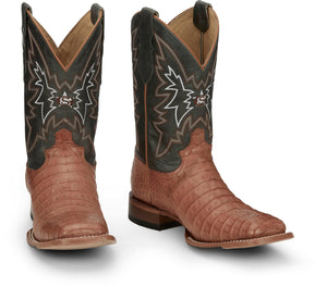 Justin Boots Boots Justin Men's George Strait Haggard Tan Caiman Square Toe Exotic Western Boots GR5706