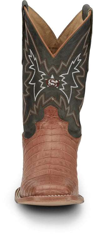 Justin Boots Boots Justin Men's George Strait Haggard Tan Caiman Square Toe Exotic Western Boots GR5706