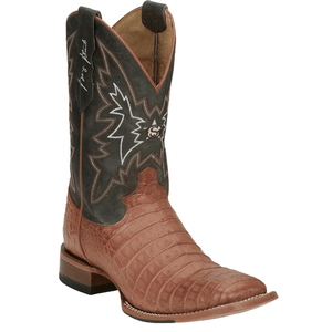 Justin Boots Boots Justin Men's George Strait Haggard Tan Caiman Square Toe Exotic Western Boots GR5706