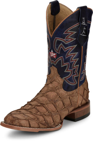 Justin Boots Boots Justin Men's George Strait Ocean Front Pirarucu Tan Square Toe Exotic Western Boots GR5707