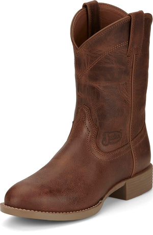 Justin Boots Boots Justin Men's Stampede Kilgore Hickory Brown Round Toe Roper Boots SE7501