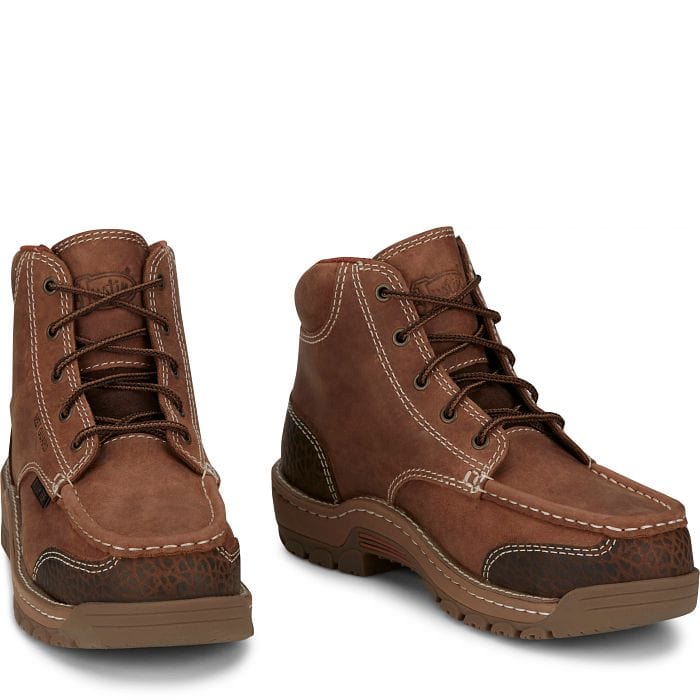 Justin Original Workboots Mens Corbett 5 inch Internal Met Waterproof Alloy Toe Work Boots Brown 10 Casual