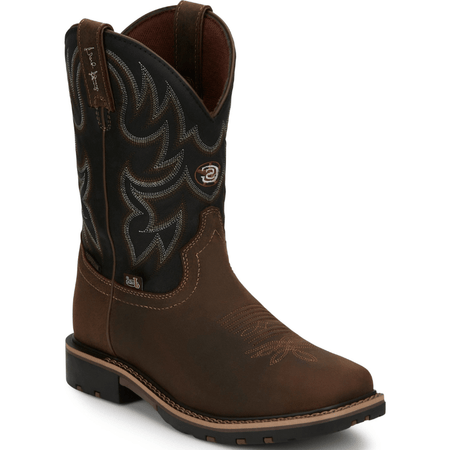 Justin Men's Fireman Brown Square Toe Waterproof Western Work 