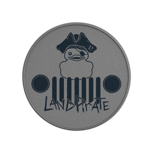 Land Pirate Silver Carbon Fiber Vinyl / Shaka the Ducker | Tire Cover | Jeep | Bronco | RV | MADE IN THE USA |