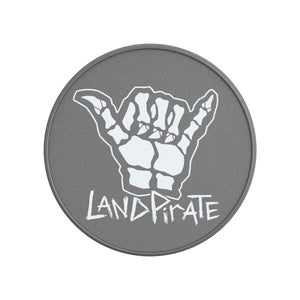 Land Pirate Silver Carbon Fiber Vinyl / Shaka the Shaka | Tire Cover | Jeep | Bronco | RV | MADE IN THE USA |