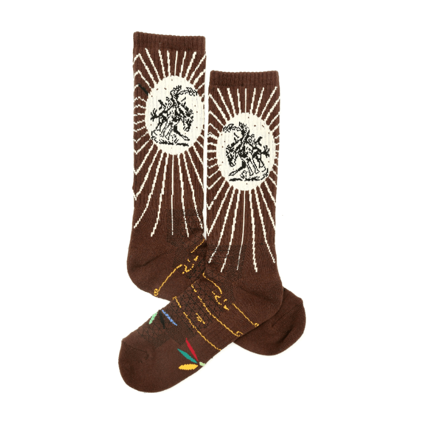 Lucky Chuck™ Fringe Socks Fringe Bucking Brown Performance Socks