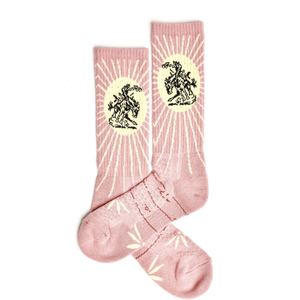 Lucky Chuck™ Fringe Socks Fringe Bucking Dusty Pink Western Cowgirl Performance Socks