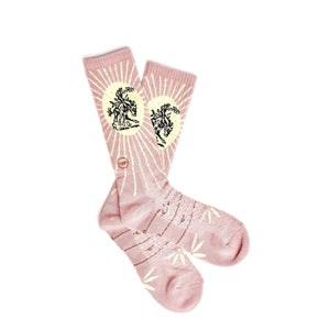 Lucky Chuck™ Fringe Socks Fringe Bucking Dusty Pink Western Cowgirl Performance Socks