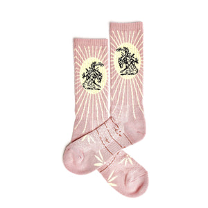 Lucky Chuck™ Fringe Socks Fringe Bucking Dusty Pink Western Cowgirl Performance Socks