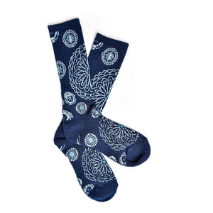 Lucky Chuck™ Fringe Socks Fringe Taos Navy Concho Cotton Bandana