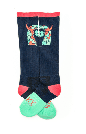 Lucky Chuck™ Socks Lucky Clover Steer Head Navy/Pink Performance Socks