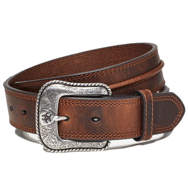 Ariat Men's Brown Rowdy Center Leather Belt A1019444 - Russell's Western  Wear