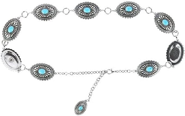 Turquoise Square Concho Chain Belt