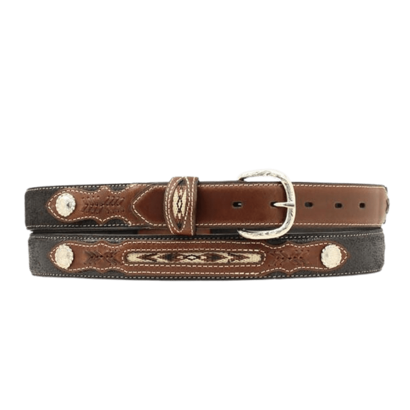 Nocona Black Leather Boys Fabric Inset Belt