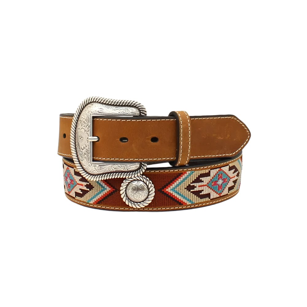 M&F WESTERN Belts Nocona Women's Embroidered Southwest Round Concho Brown Belt N320002944